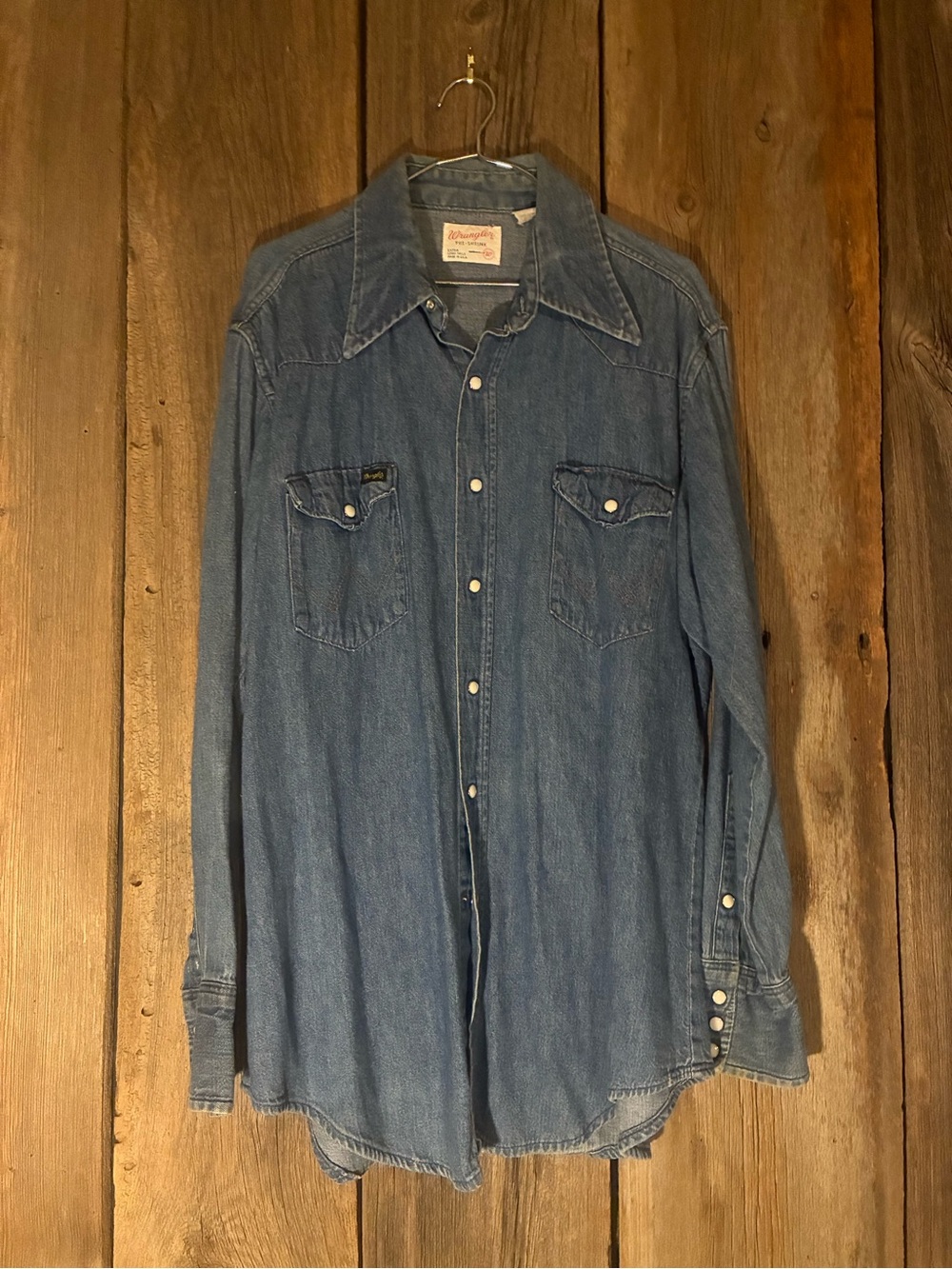 Vintage Wrangler Jean Shirt with Domes, 16.5 - 34